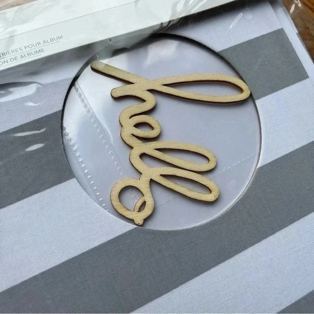 Heidi Swapp Cinch Album Kit New 10 Pc Craft Scrapbooking Grey White Stripe Hello